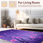 Pink Floral Meadow And Purple Sky Rug