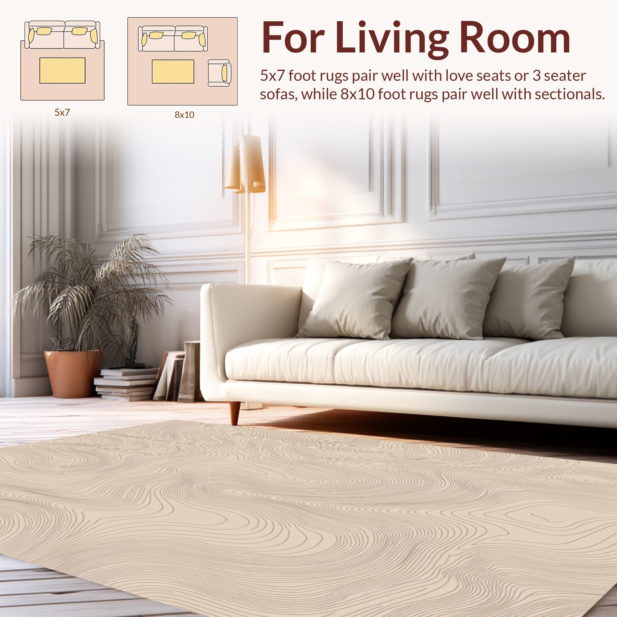 Modern Contour Line Abstract Surface Rug