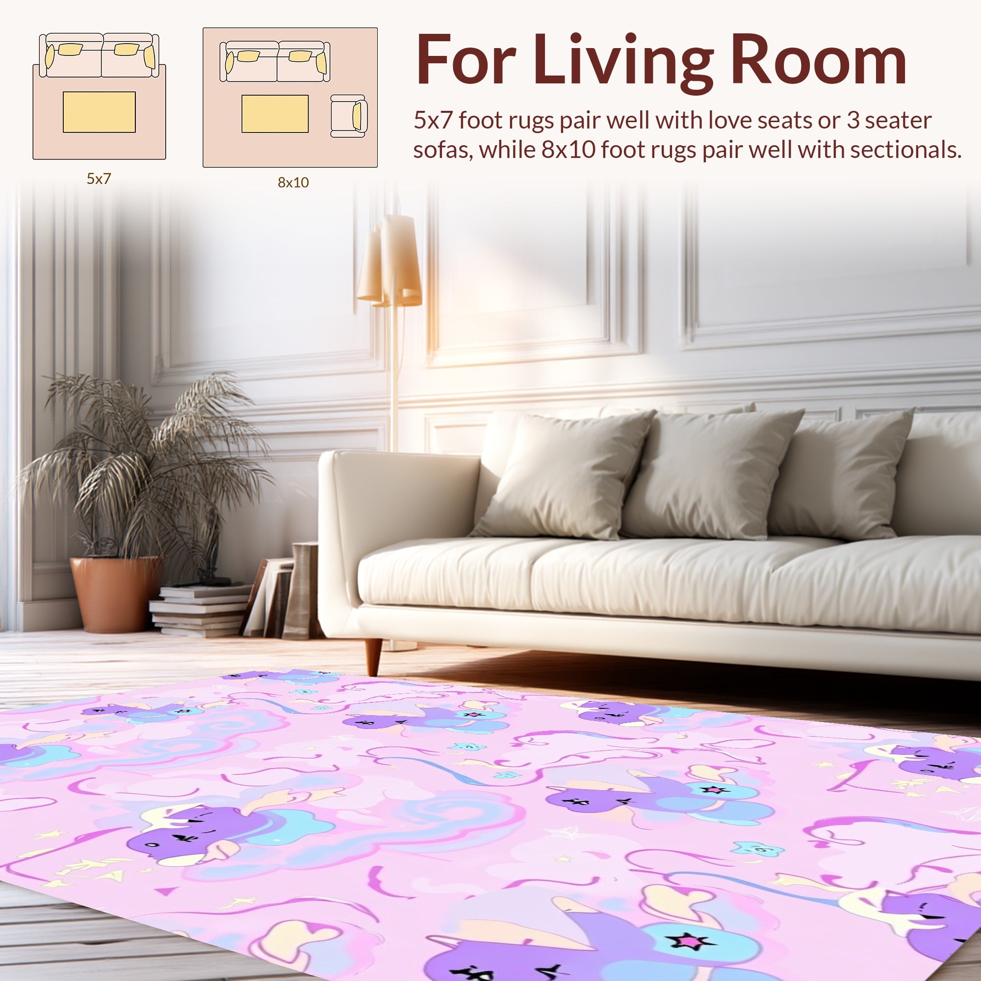 Dreamy Pegasus Pastel Clouds Pattern Rug