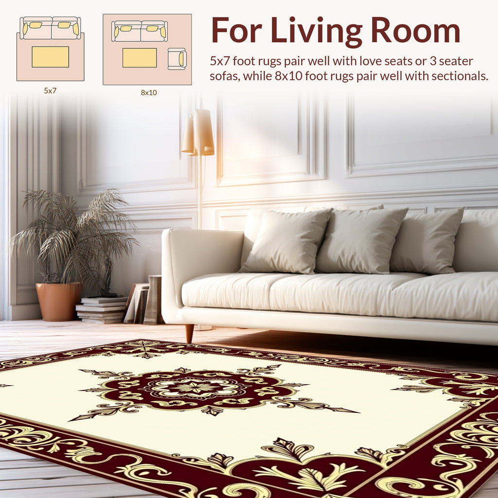 Rich Floral Motif Border Design Rug