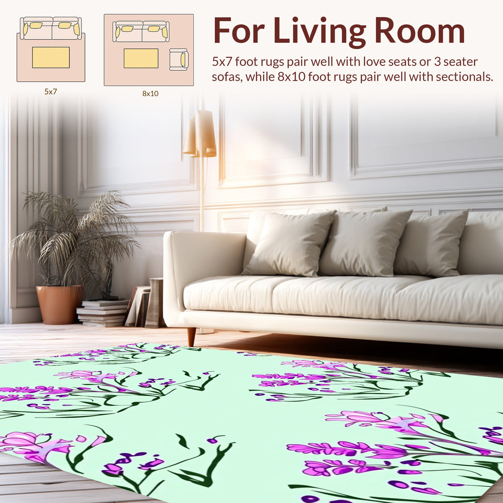 Floral Lavender Sketch Pattern Rug