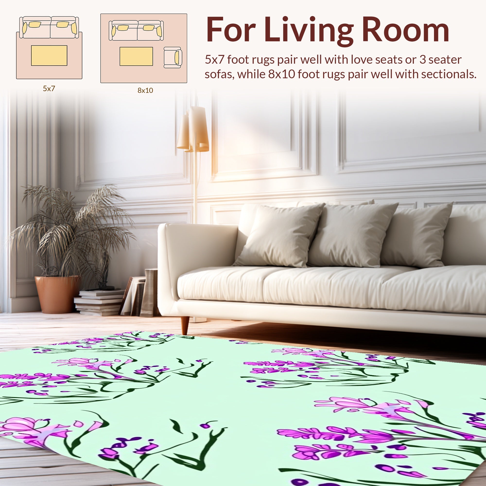 Floral Lavender Sketch Pattern Rug