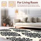 Classic Black White Damask Pattern Rug