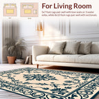 Ornate Navy Floral Traditional Design Rug