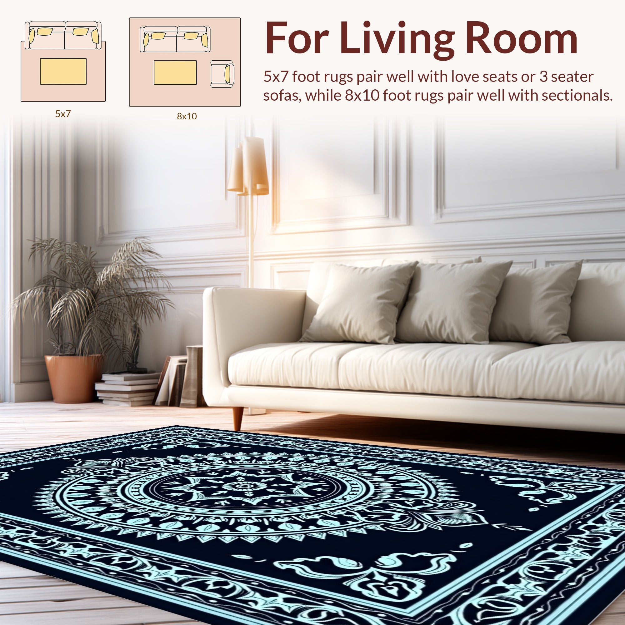 Intricate Mandala Floral Design Rug