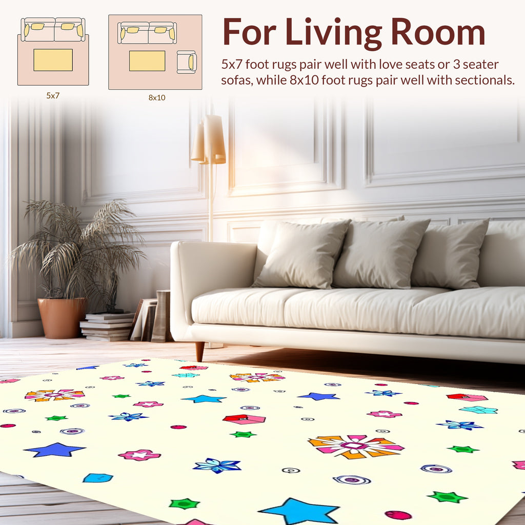 Playful Star Bloom Pattern Rug