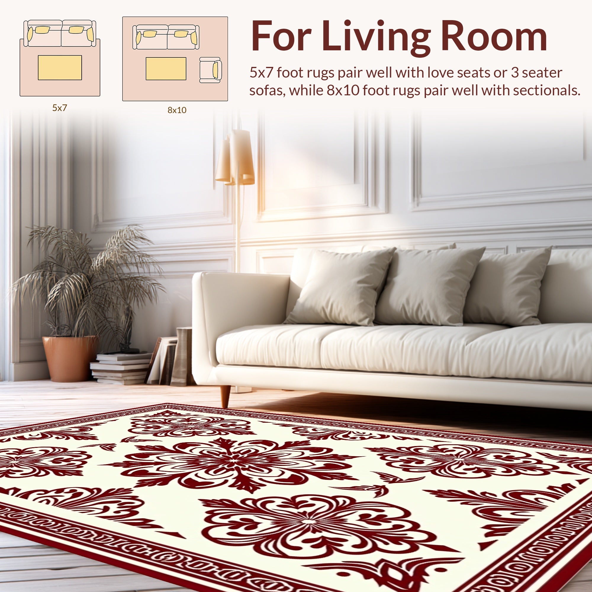 Rich Floral Damask Pattern Rug