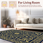Intricate Gold Floral Pattern Rug