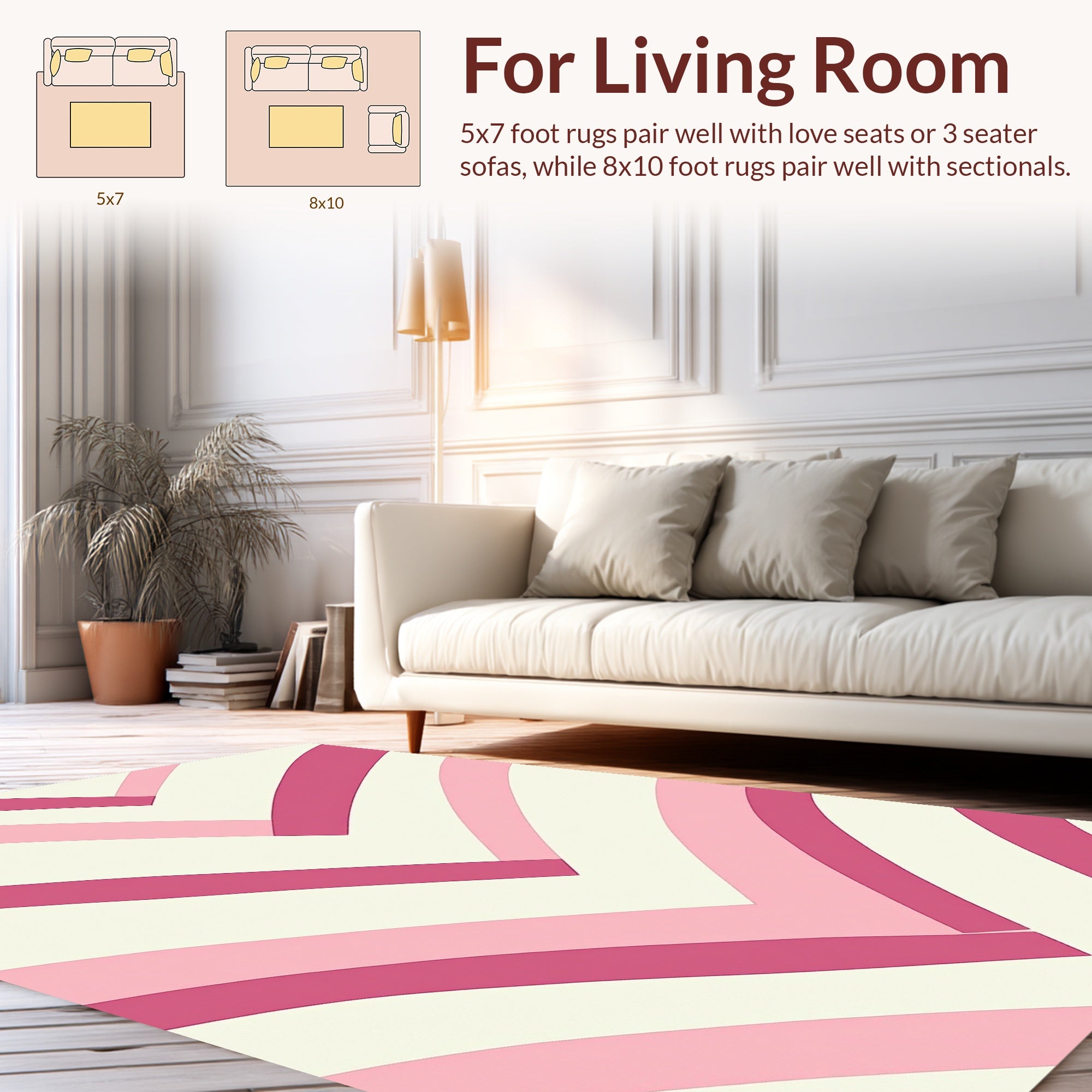 Pink Chevron Stripes Pattern Rug