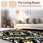 Ornate Black Yellow Geometric Pattern Rug