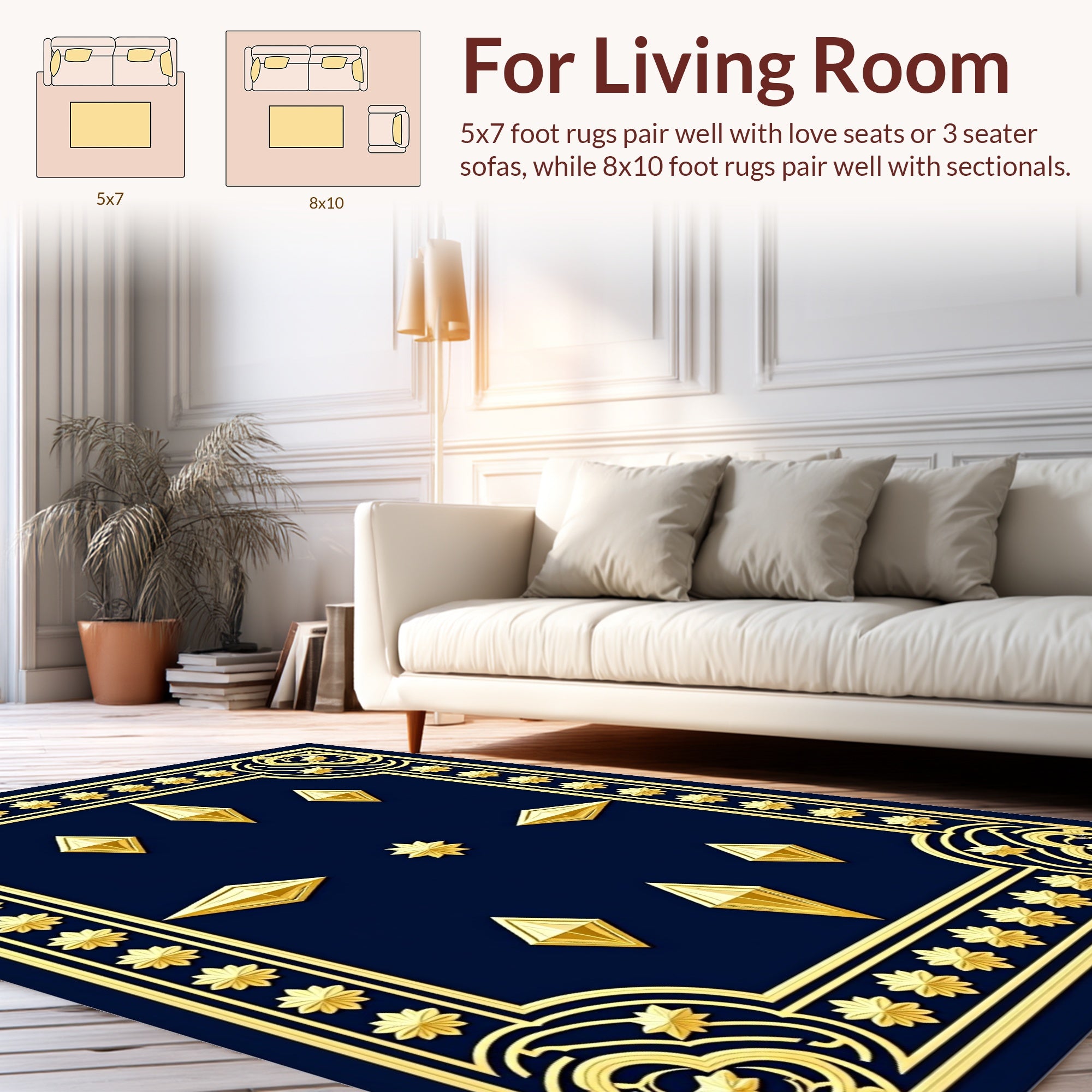 Gold Diamond Star Pattern Design Rug