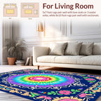 Vibrant Rainbow Mandala Floral Border Rug