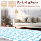Light Blue Geometric Grid Pattern Rug