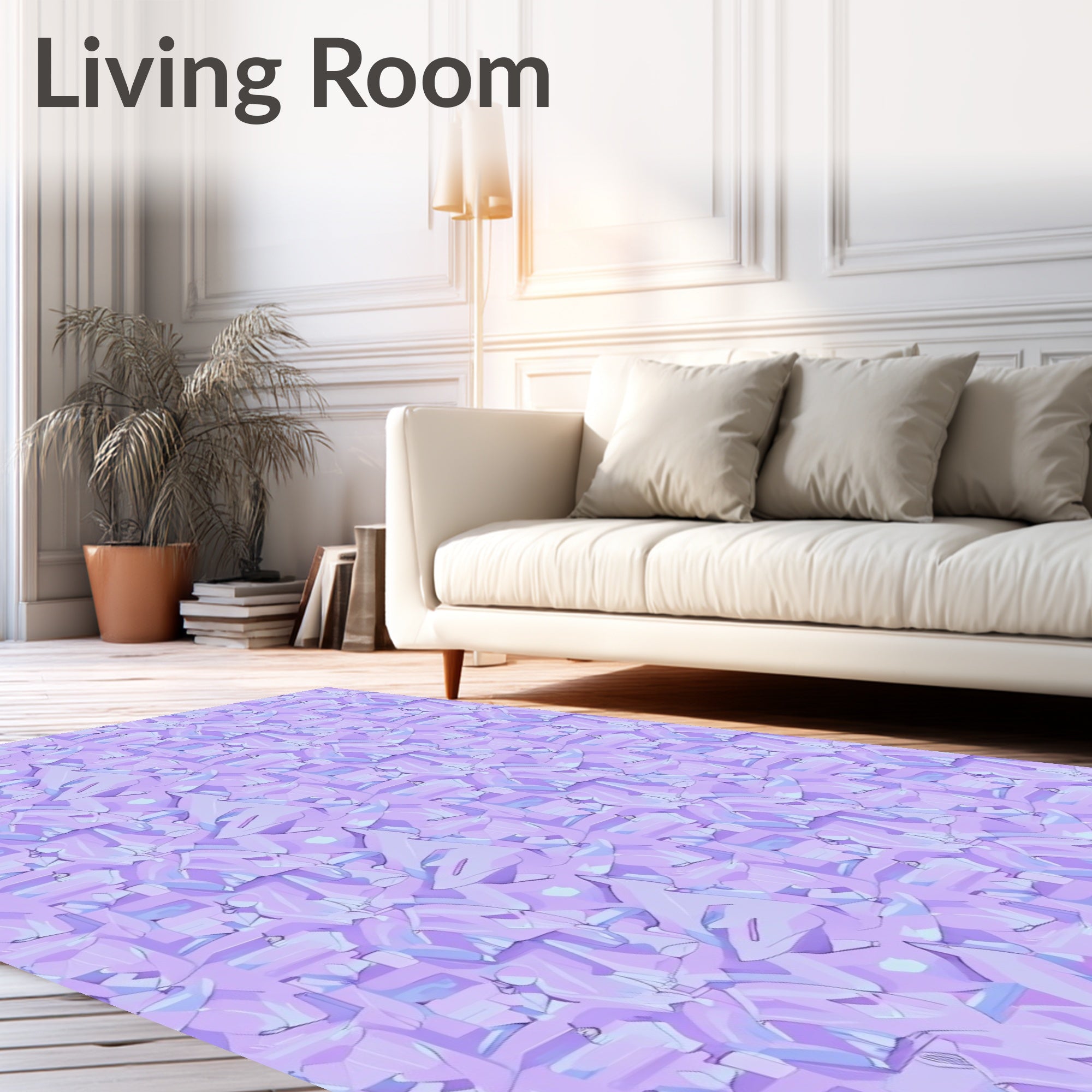 Pale Lavender Abstract Geometric Shapes Rug