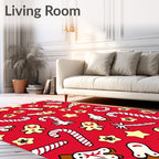 Whimsical Christmas Cookie Candy Cane Stars Rug