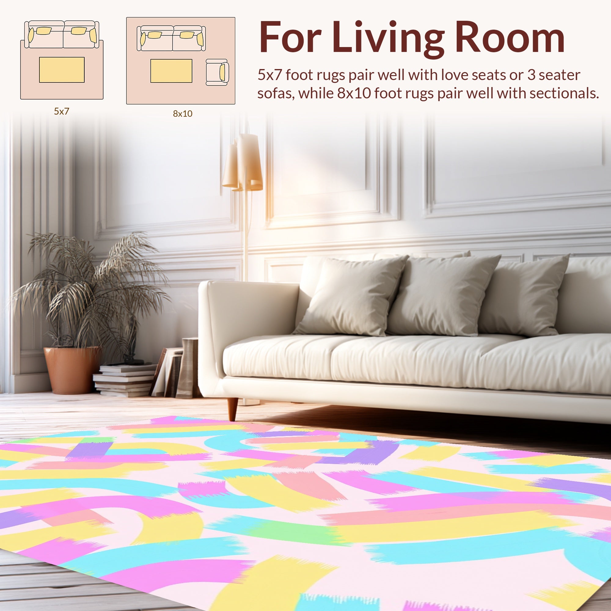 Pastel Brushstroke Ribbon Pattern Rug