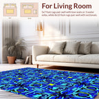 Abstract Blue Yellow Geometric Pattern Rug