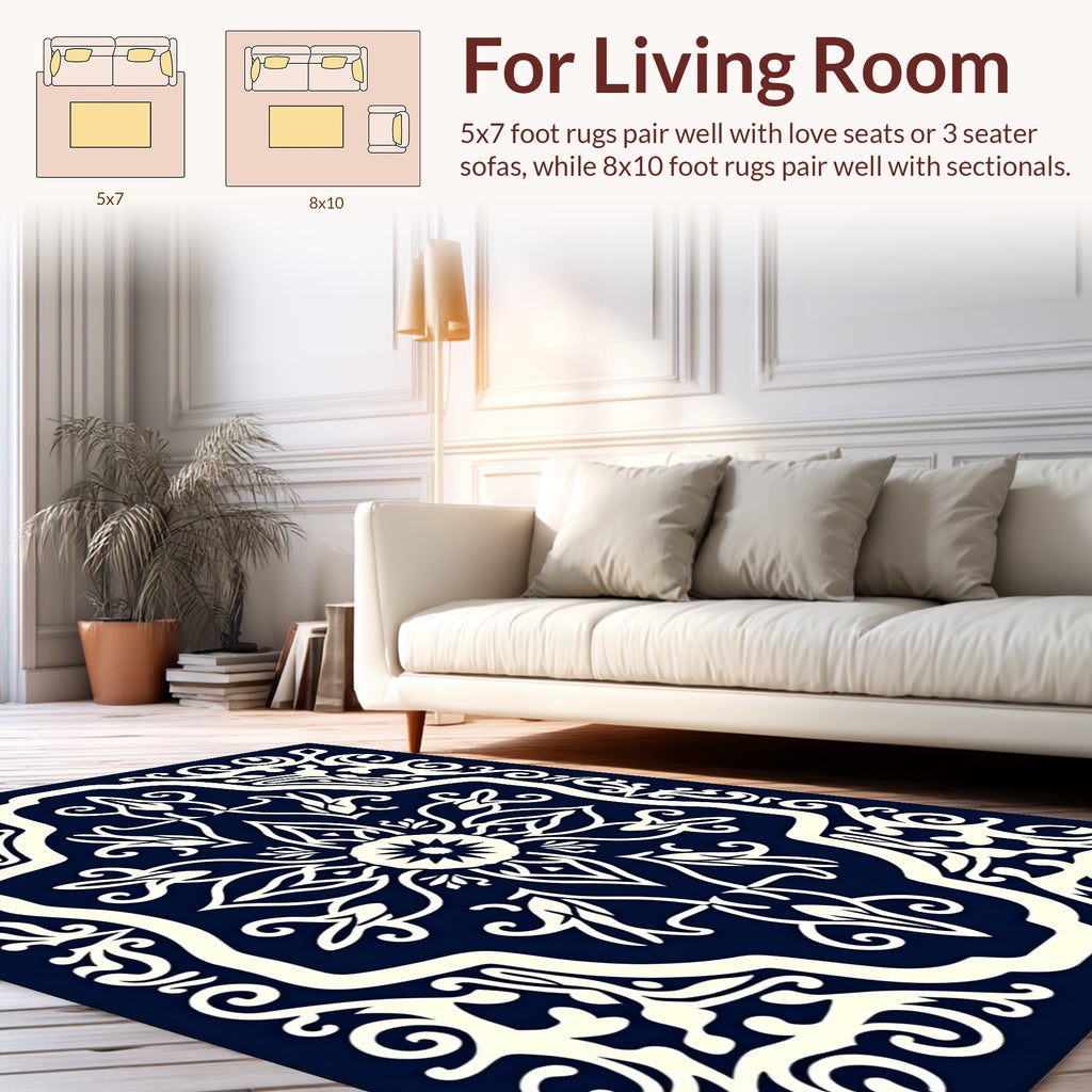 Intricate Floral Medallion Pattern Rug