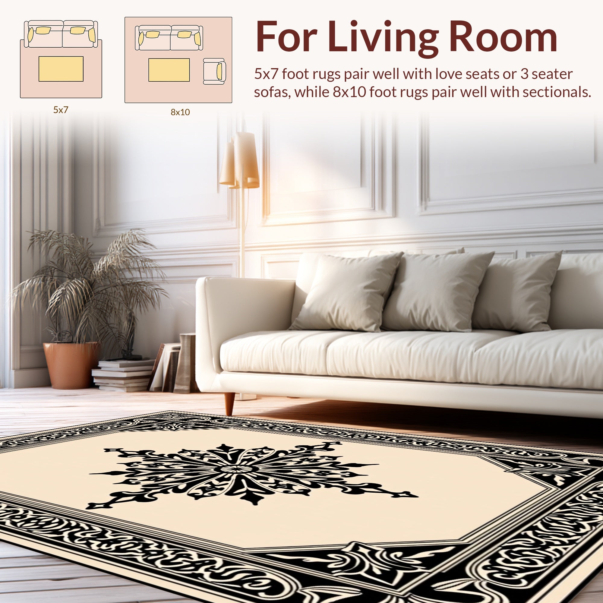 Classic Intricate Floral Medallion Design Rug