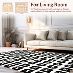Abstract Black White Geometric Pattern Rug