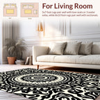 Intricate Black Cream Mandala Rug