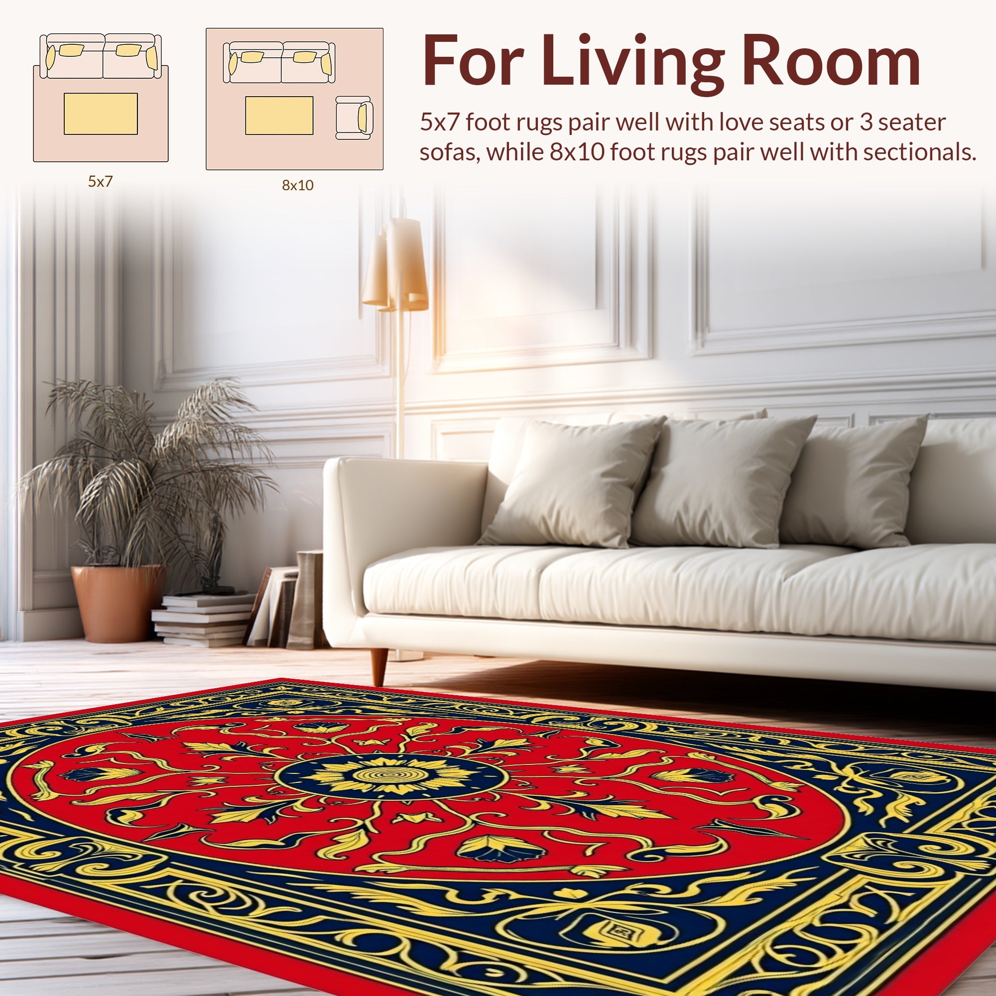 Bold Floral Scrollwork Red Rug