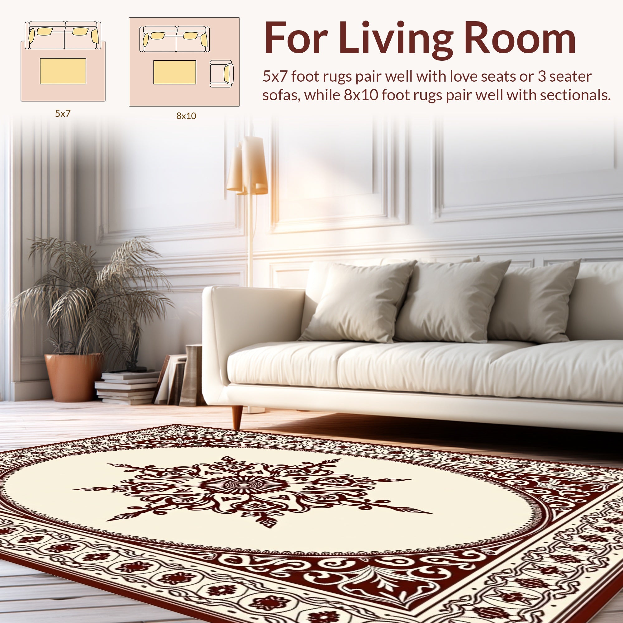 Ornate Floral Medallion Design Rug