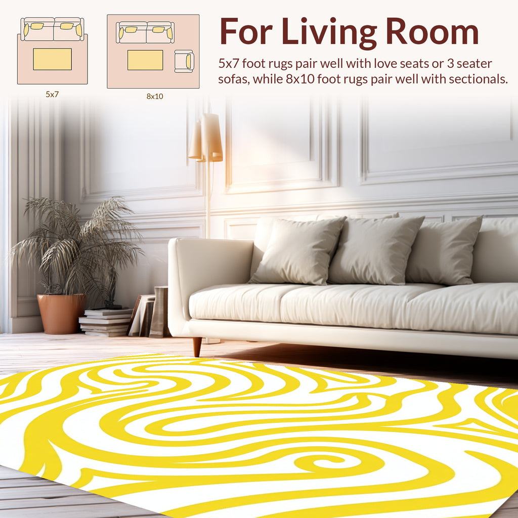 Yellow Flowing Lines Pattern Rug