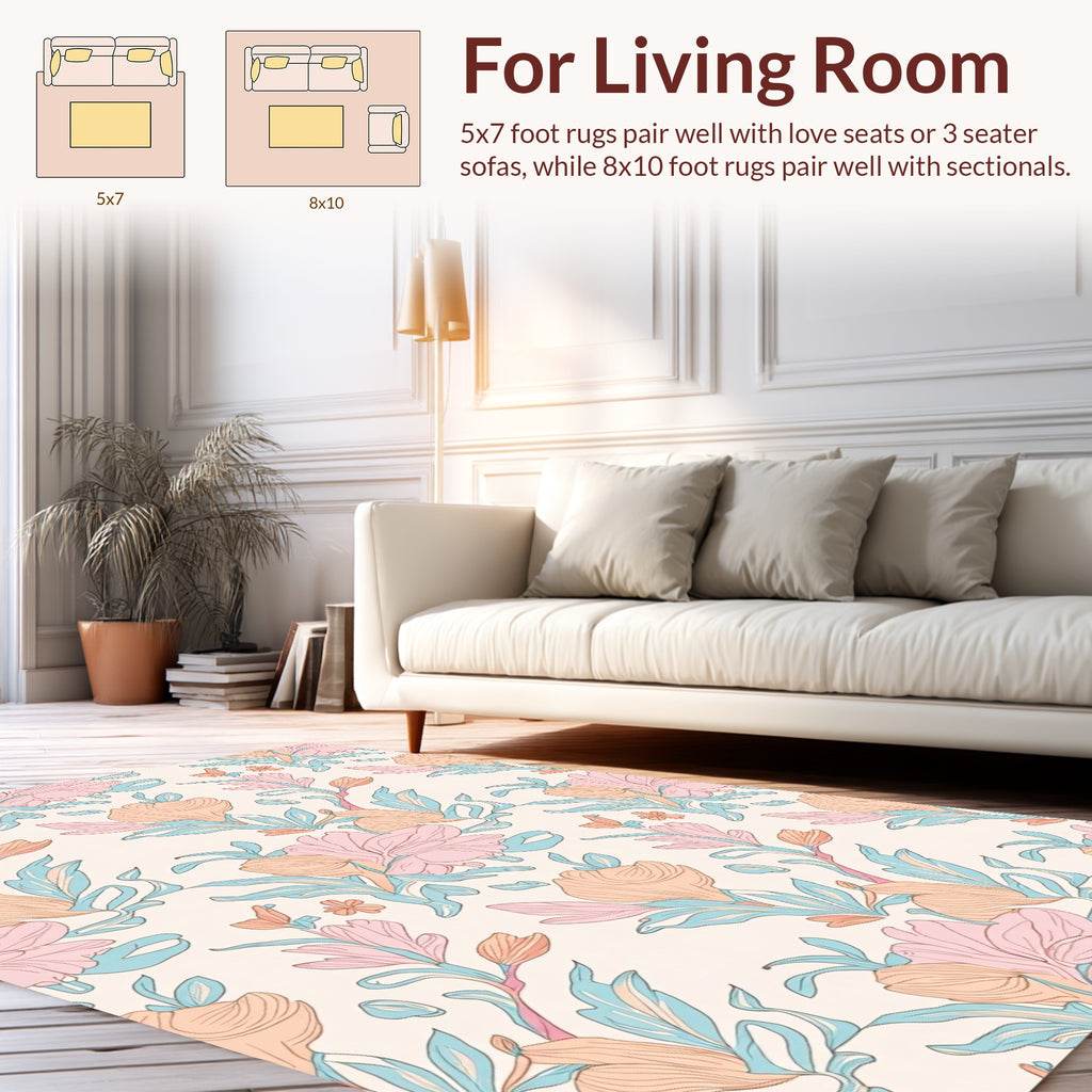 Pastel Floral Vine Pattern Rug