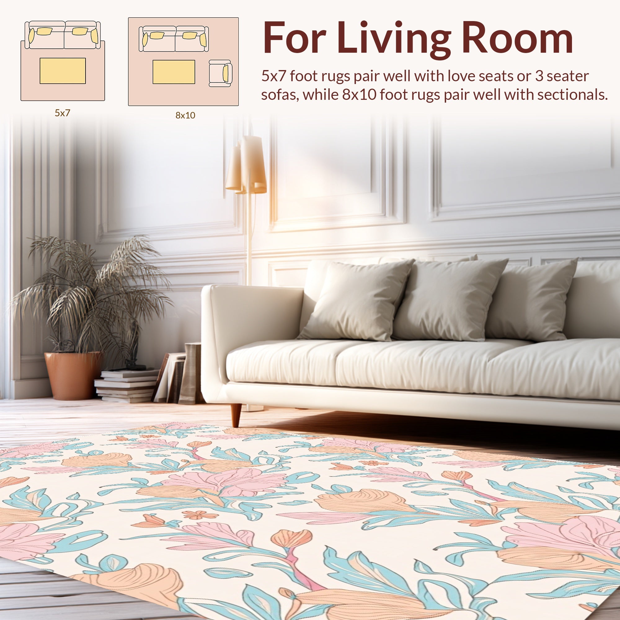 Pastel Floral Vine Pattern Rug
