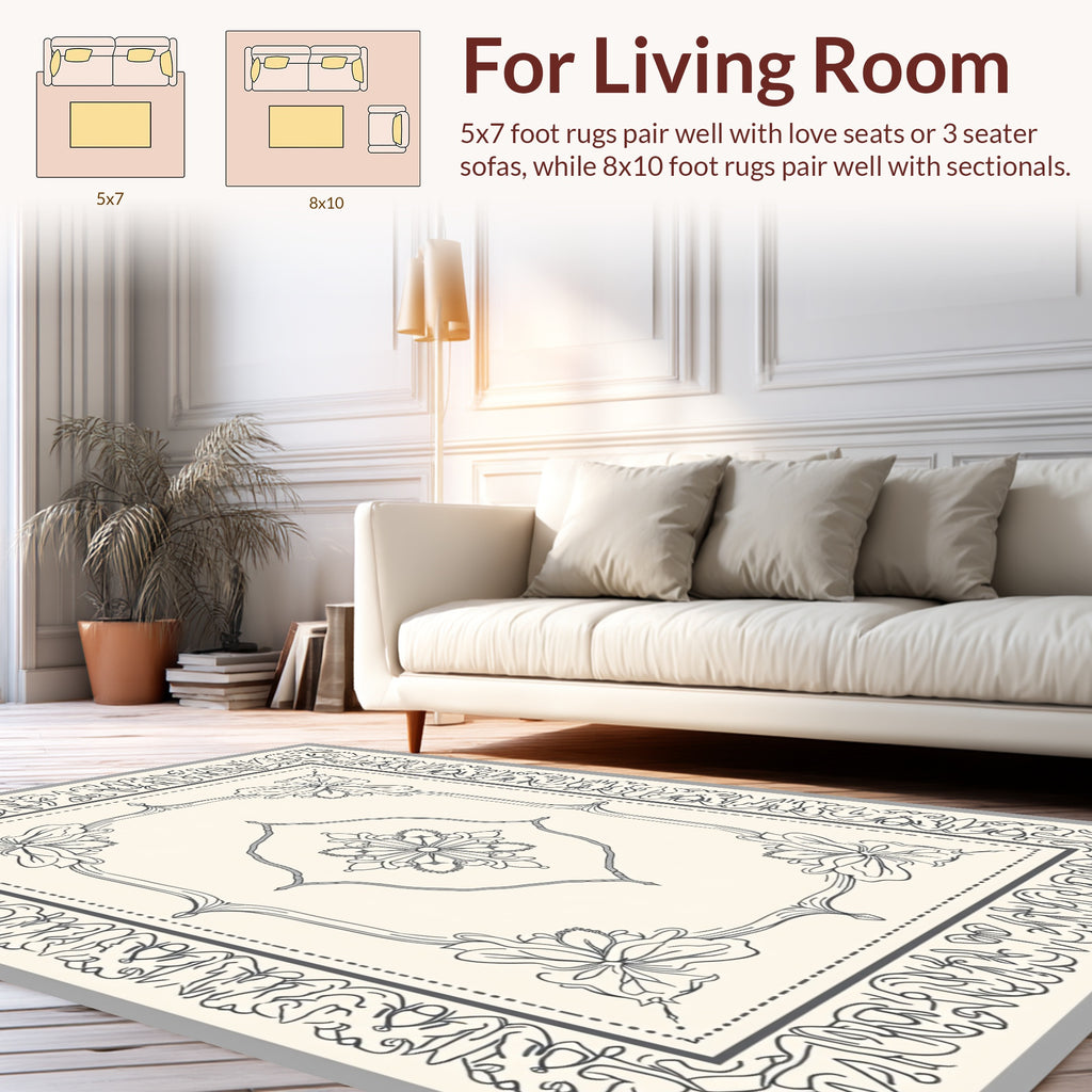 Ornate Floral Scrollwork Pattern Rug