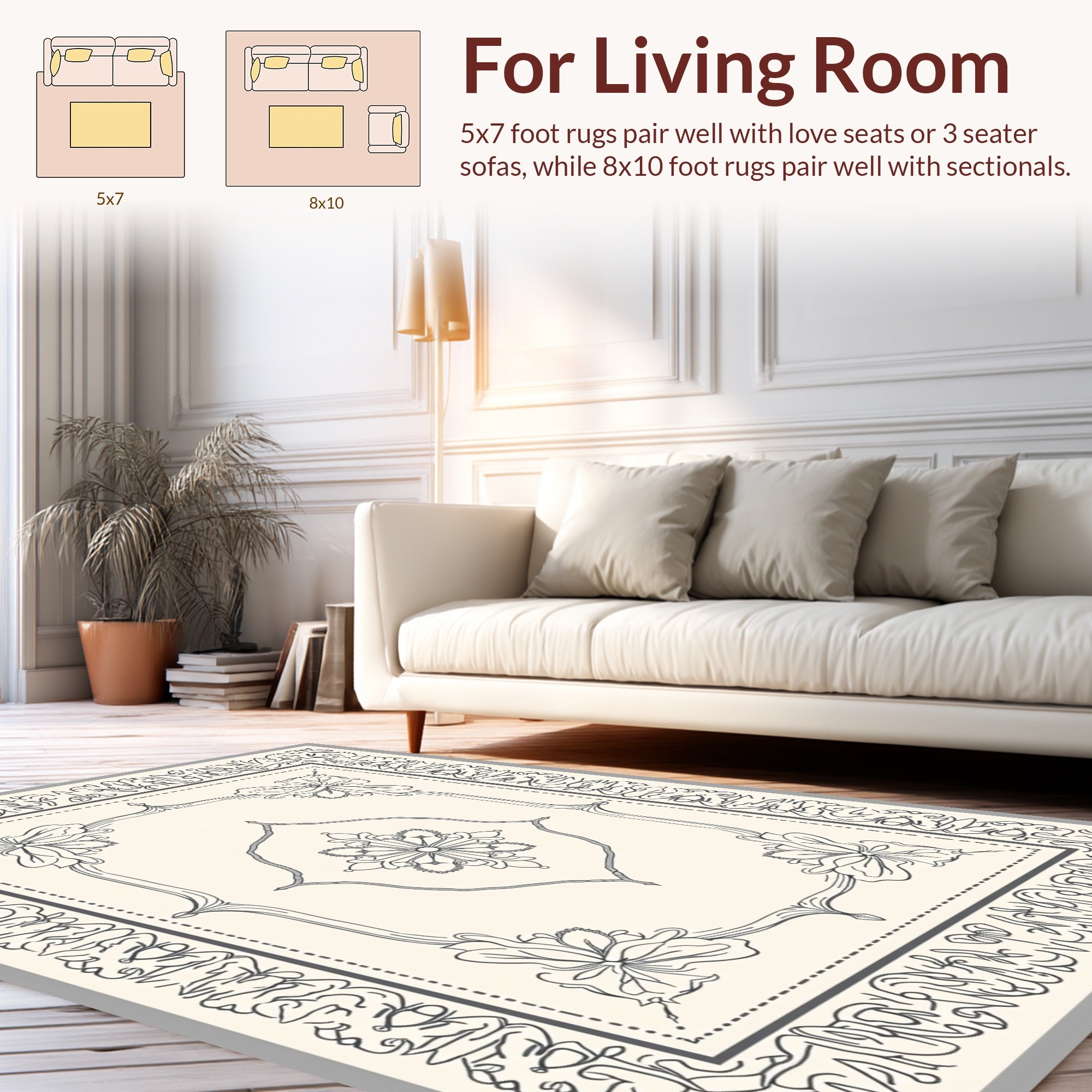 Ornate Floral Scrollwork Pattern Rug