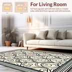 Damask Floral Scroll Black Cream Rug