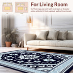 Floral Mandala Patterned Navy Rug