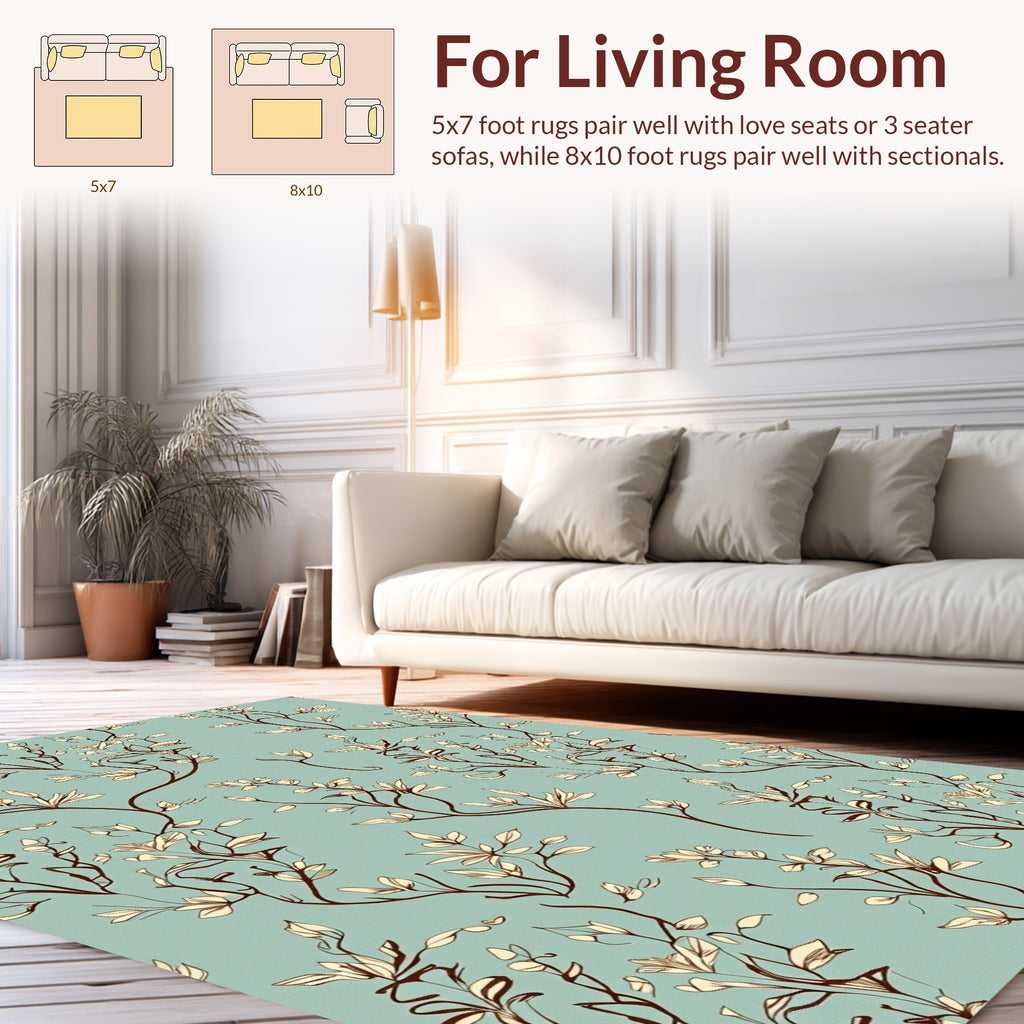 Delicate Botanical Vines Soft Pattern Rug