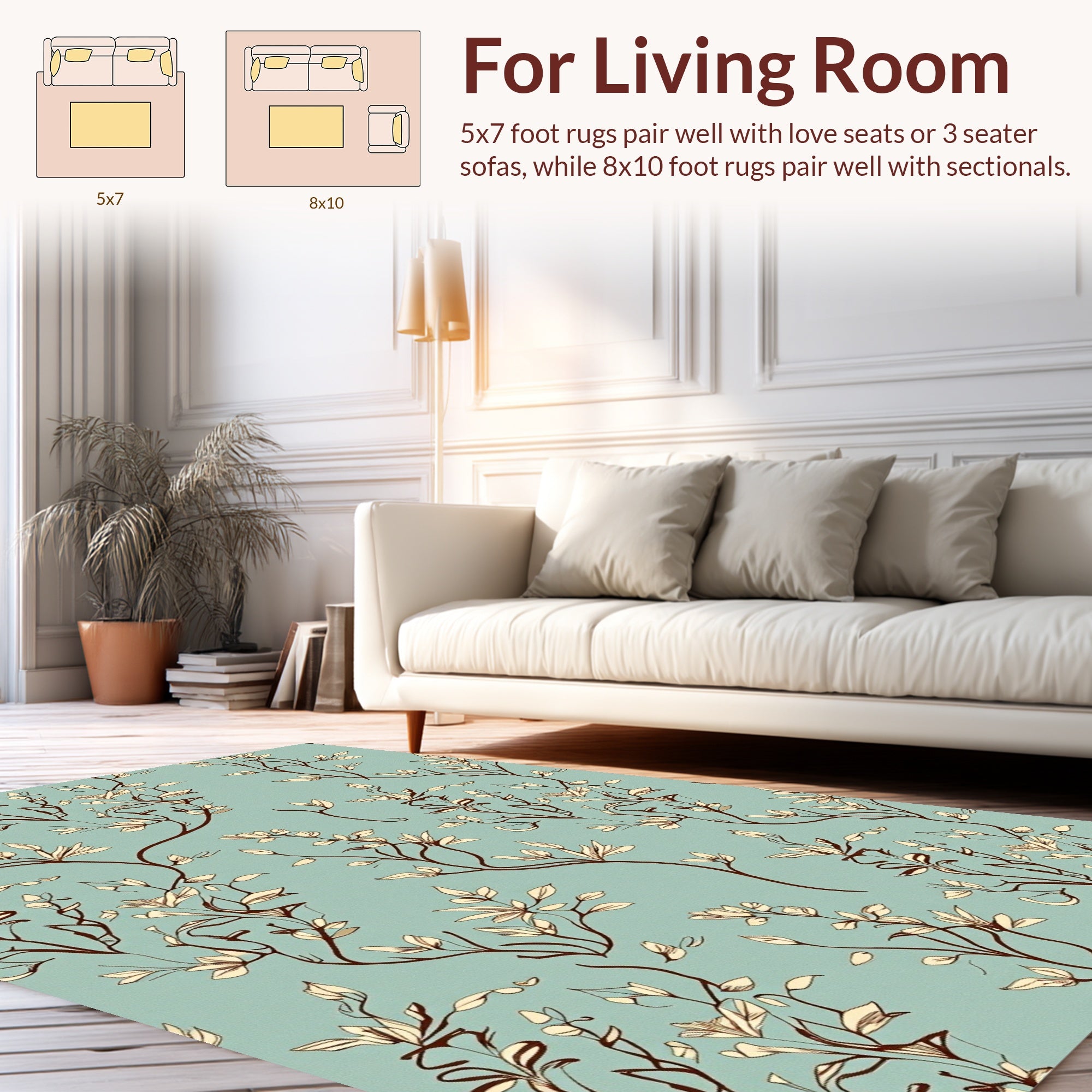 Delicate Botanical Vines Soft Pattern Rug