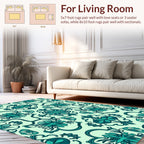 Teal Ornamental Floral Pattern Rug