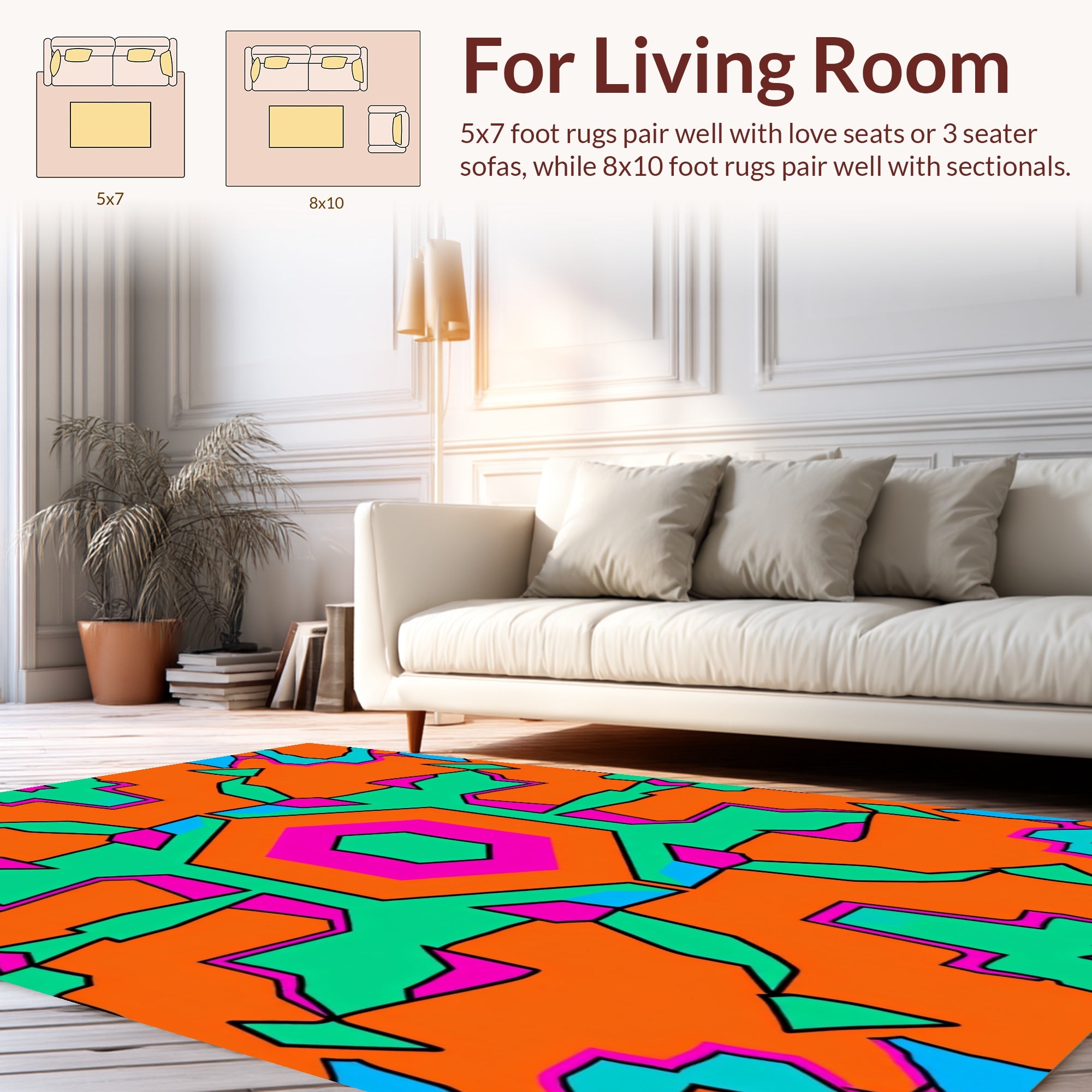 Bold Hexagon Geometric Abstract Design Rug