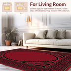 Rich Red Black Floral Damask Rug