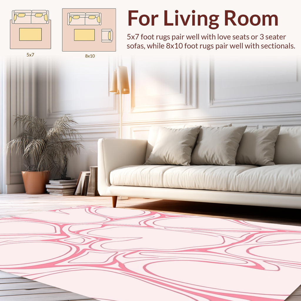 Pink Organic Flowing Lines Pattern Rug
