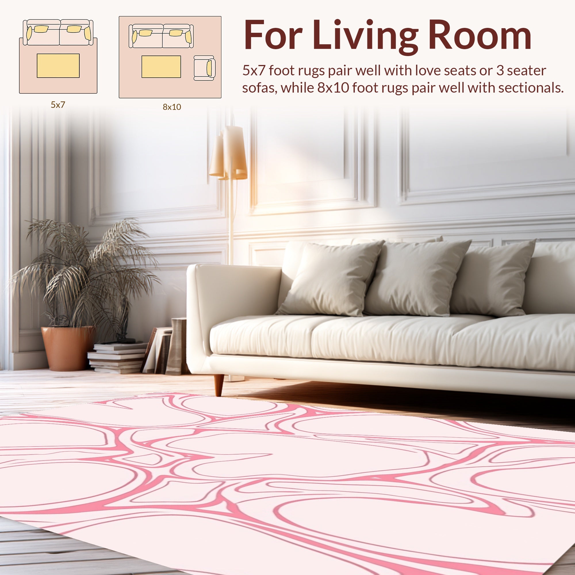 Pink Organic Flowing Lines Pattern Rug