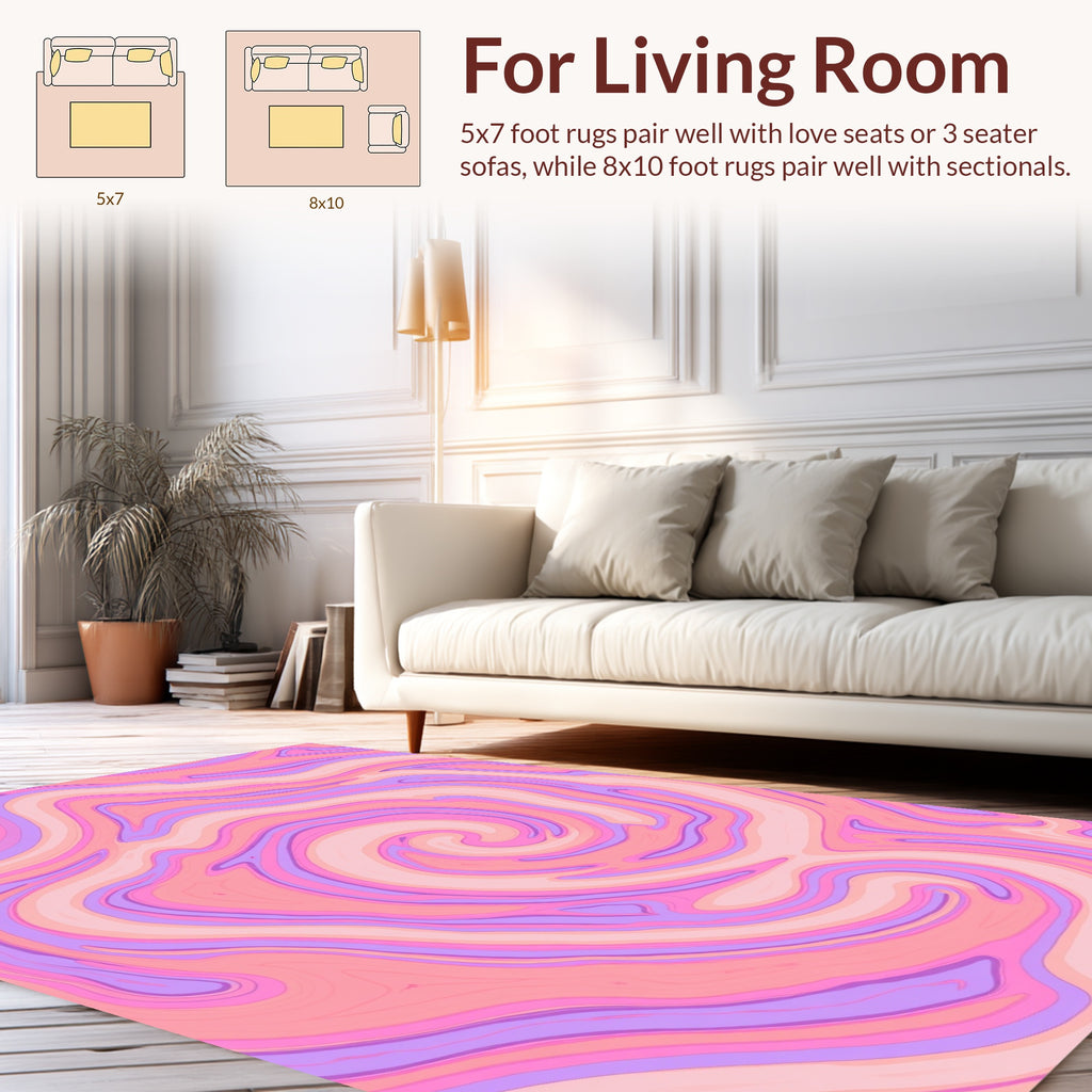 Swirling Pink Purple Marble Pattern Rug