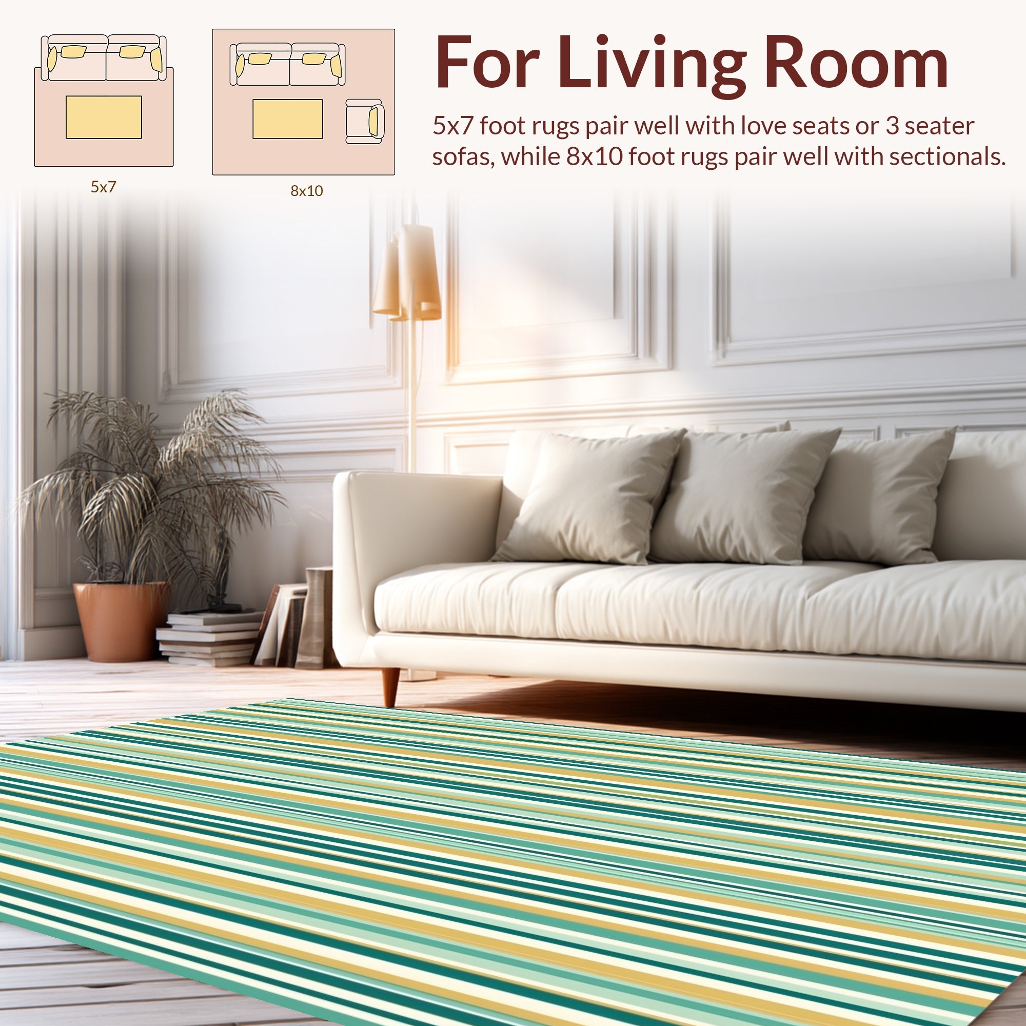 Striped Geometric Pattern Rug