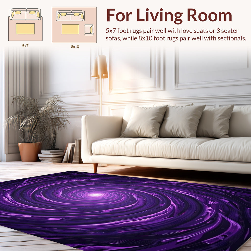 Vibrant Purple Swirl Abstract Rug