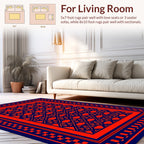 Bold Geometric Red Blue Pattern Rug