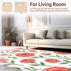 Delicate Coral Rose Floral Pattern Rug