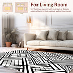 Bold Black White Geometric Lines Rug