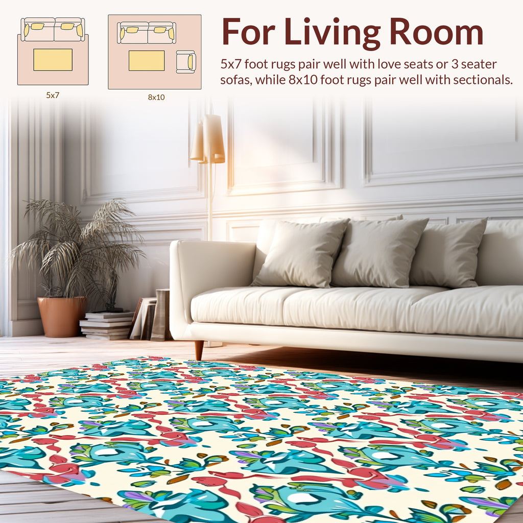 Vibrant Floral Damask Pattern Rug