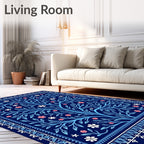 Bold Blue Tree of Life Floral Rug