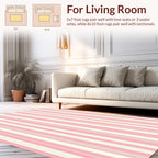 Classic Pink Cream Stripe Pattern Rug